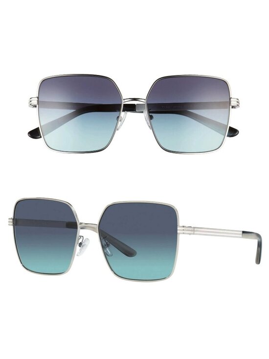 Tory Burch TY6087 Women\'s 55mm Oversized Square Sunglasses Silver Azure Gradient